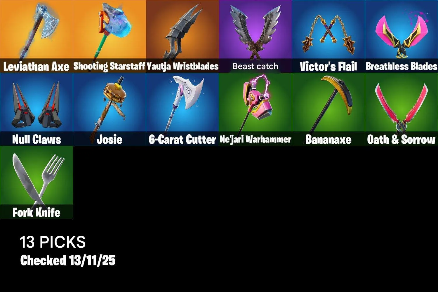 F1125 10 Skins | Leviathan Axe | Shooting Starstaff | Mancake | Menace | Predator | Reese | Lexa | Mave | Kondor | Maki Master
